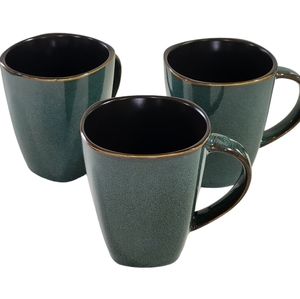 Set of 3 Gibson Elite‎ Stoneware Coffee Mug Teal Color